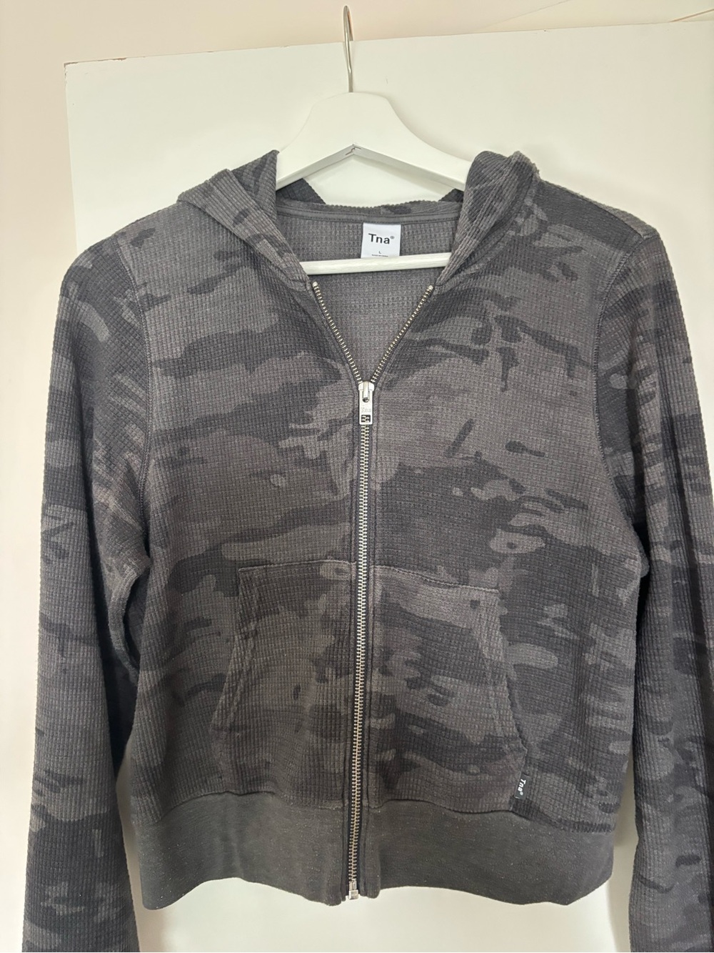 TNA grey waffle camo zip up